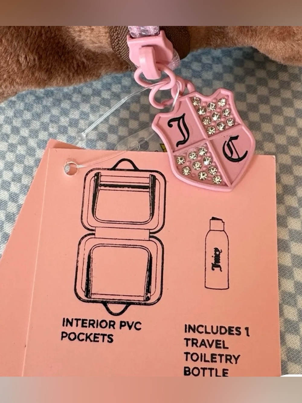 JUICY COUTURE Travel Cosmetic Bag with Travel Toiletry Bottle. 🍓